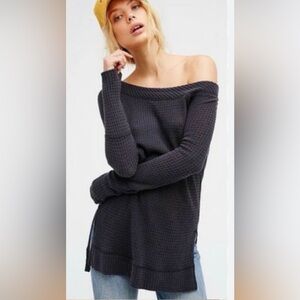 Free People Long Sleeve Black Top